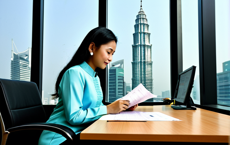 Business & Finance**

"A well-dressed businesswoman in a modest baju kurung, seated at a modern desk in a bright Kuala Lumpur office with the Petronas Twin Towers visible through the window. She is reviewing financial documents.  Professional attire, fully clothed, safe for work, appropriate content, perfect anatomy, correct proportions, natural pose, high-resolution, professional lighting, family-friendly."

**